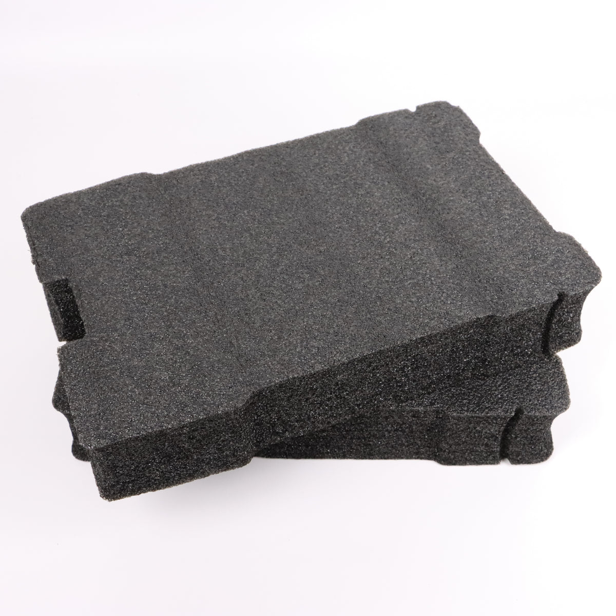 Stacked solid black EPE foam blanks for a compact tool case