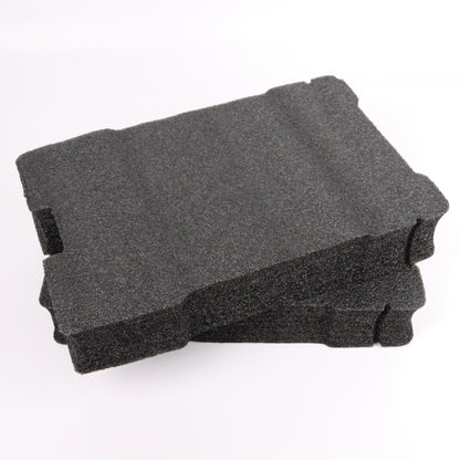 Stacked solid black EPE foam blanks for a compact tool case